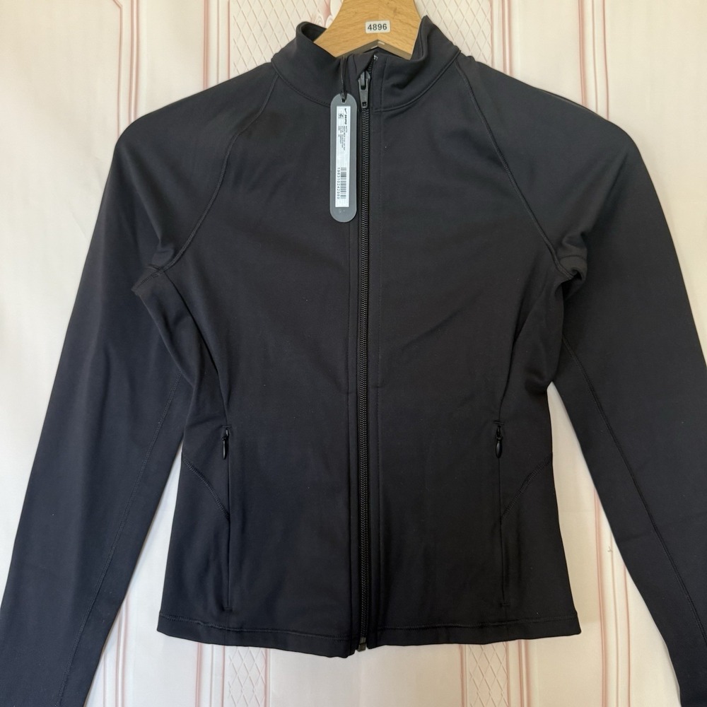 SKIMS X NIKE Matte Mock Neck Full Zip Top Jacket Obsidian Black Size XS NWT
